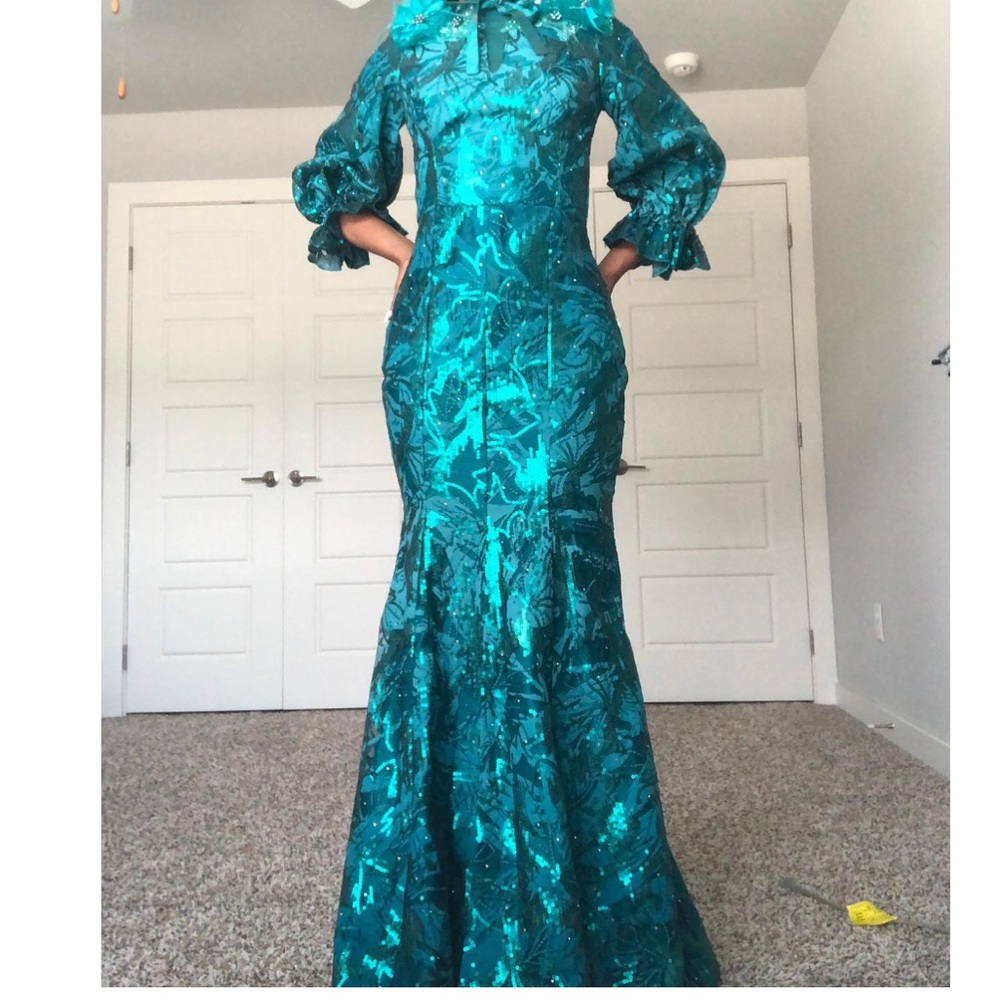 Green Sequin Customized Occassion Dress